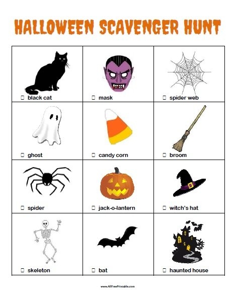 Halloween Scavenger Hunt Free Printable