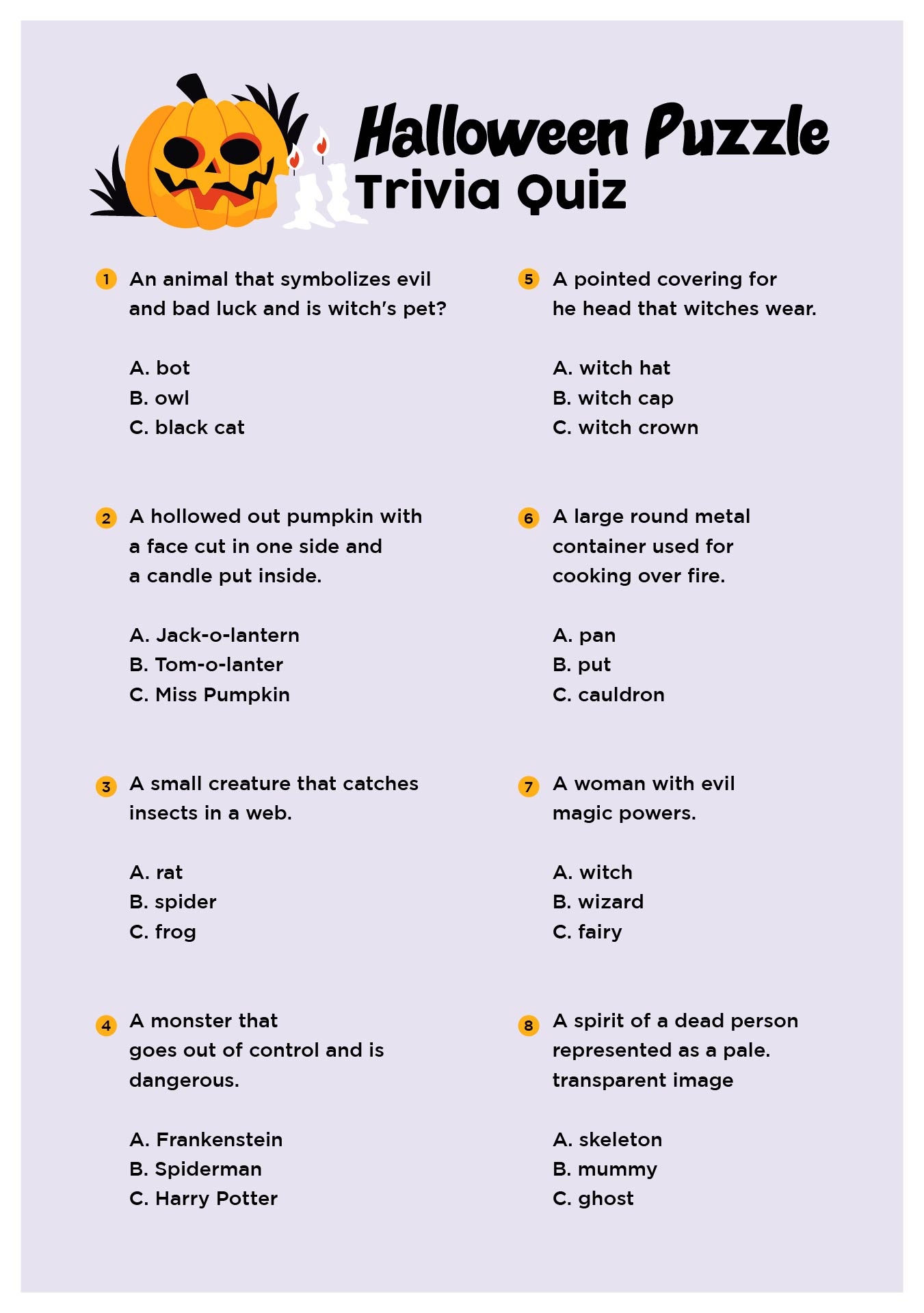 Halloween Trivia For Adults 15 Free PDF Printables Printablee