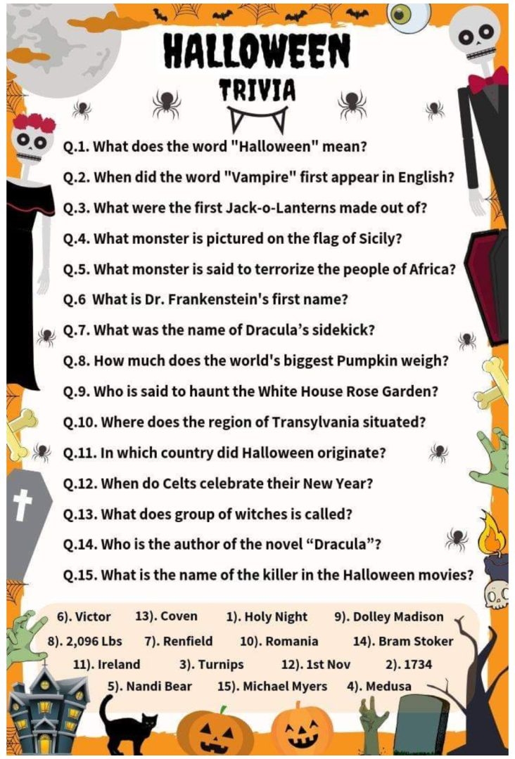 Halloween Trivia For Adults 15 Free PDF Printables Printablee