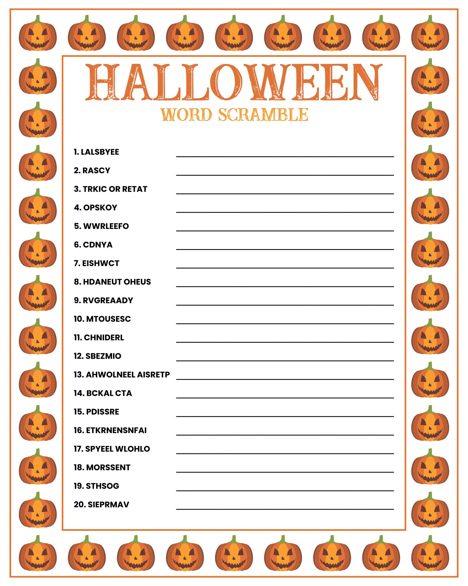 free printable halloween office games