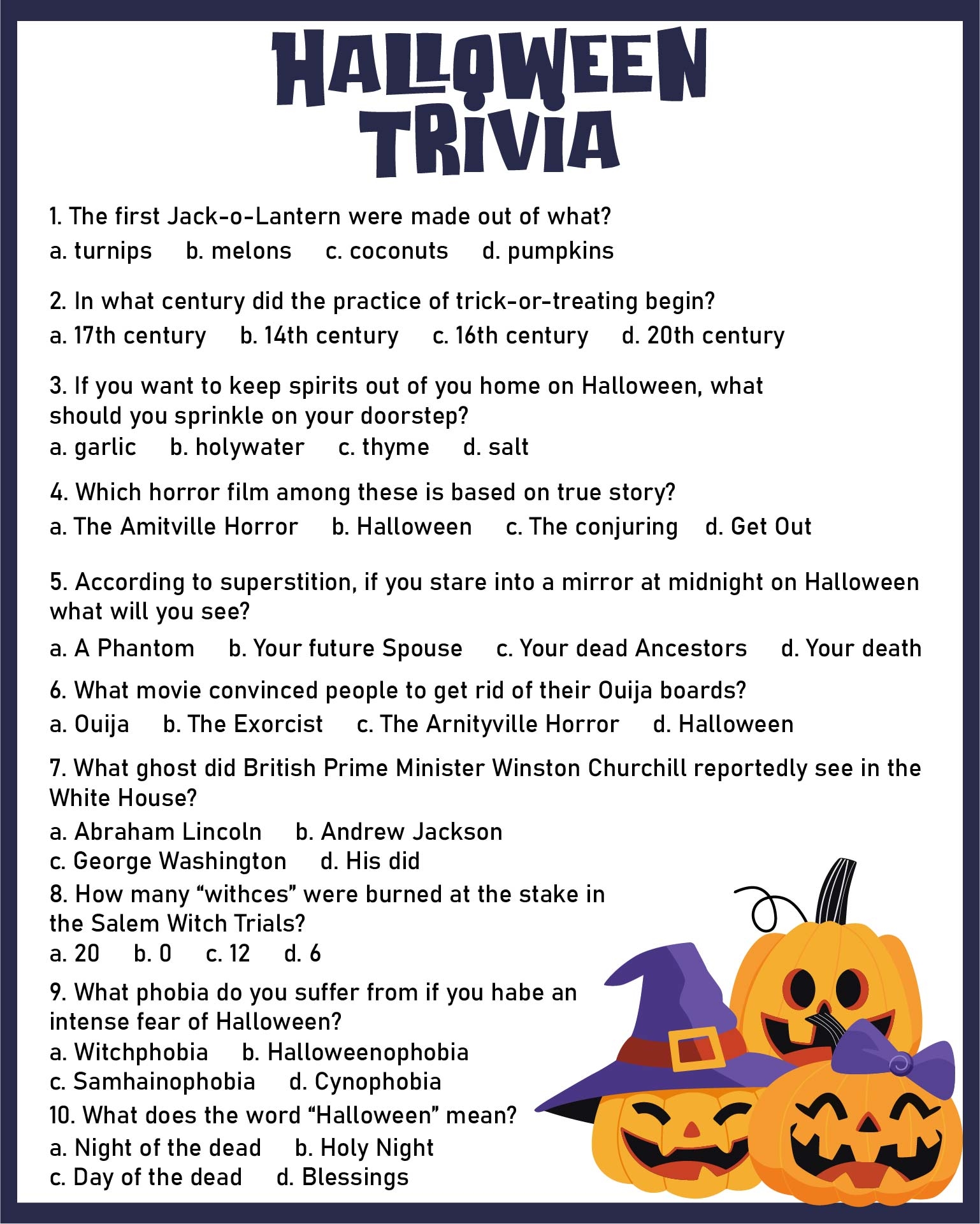 Halloween Trivia Quizzes 15 Free PDF Printables Printablee