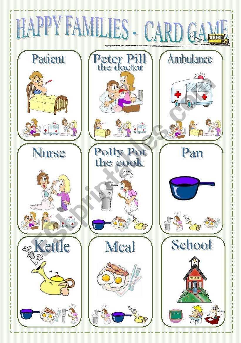 Happy Families Card Game Part 1 ESL Worksheet By Lilianac