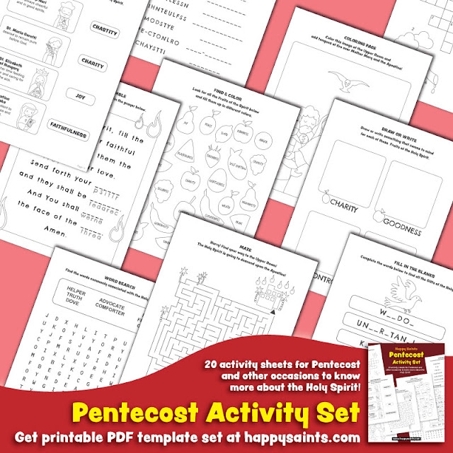 Happy Saints Kids 39 Activity Sheets For Pentecost Sunday