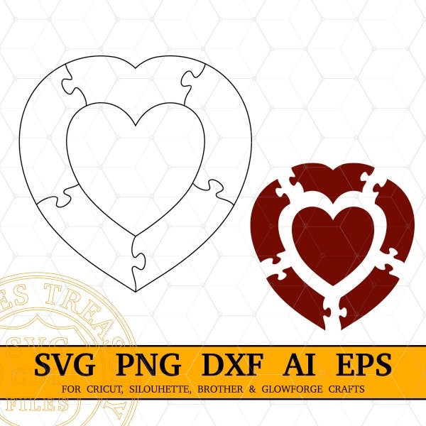 Heart Shape Puzzle Template Etsy