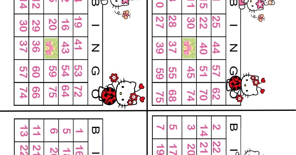 HELLO KITTY COLORING HELLO KITTY PRINTABLE BINGO GAME TOMBOLA