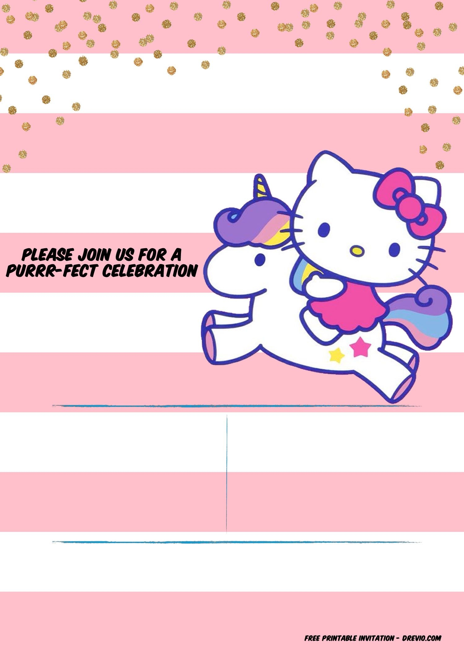 Hello Kitty Invitation Template Portrait Mode Free Printable Free