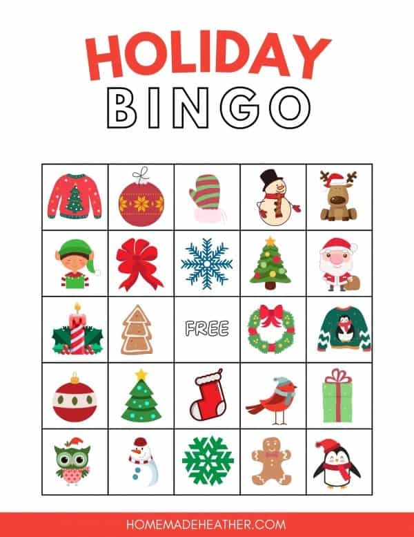 Holiday Bingo Free Printable Printable Calendars AT A GLANCE