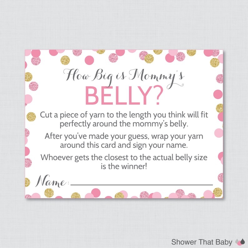 How Big Is Mommy 39 s Belly Game Printable Baby Shower Pink Etsy