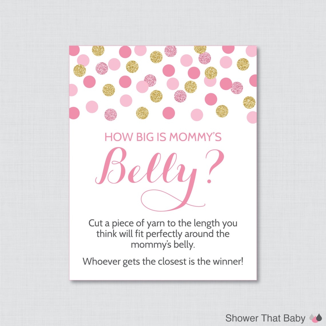 How Big Is Mommy 39 s Belly Game Printable Baby Shower Pink Etsy