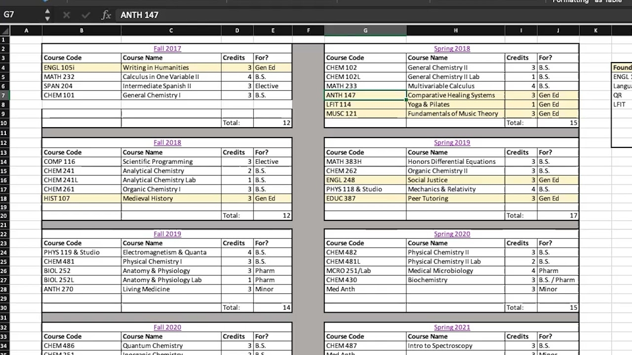 4 year plan template