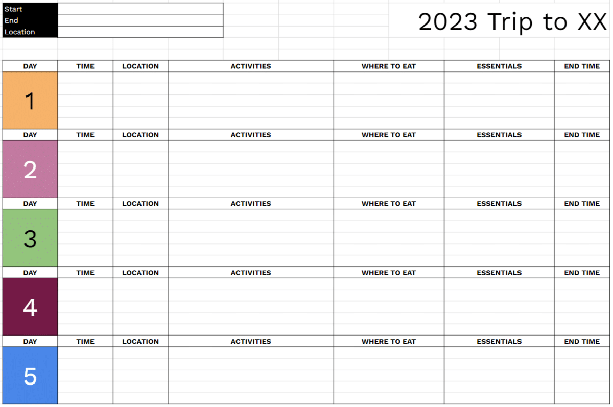 How To Create A Trip Planning Spreadsheet 5 Free Templates 