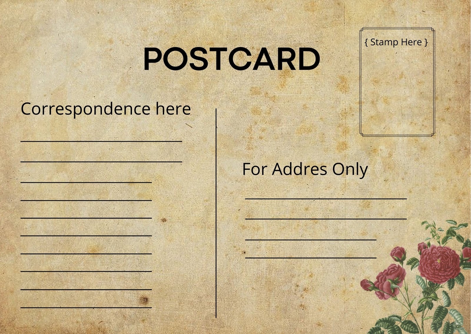post card template printable