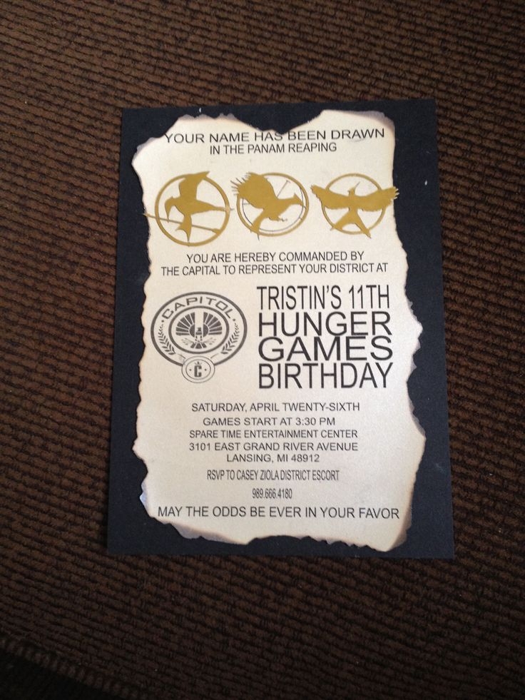 Hunger Games Birthday Invitation Hunger Games Crafts Hunger Games 