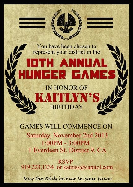 Hunger Games Birthday Invitations BirthdayBuzz