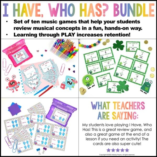 I Have Who Has Bundle Of 10 Printable Music Games For Piano Lessons 