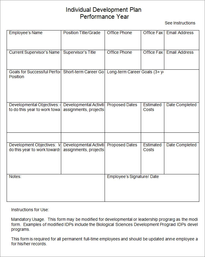 Individual Development Plan Template 15 Free PDF Word Documents 