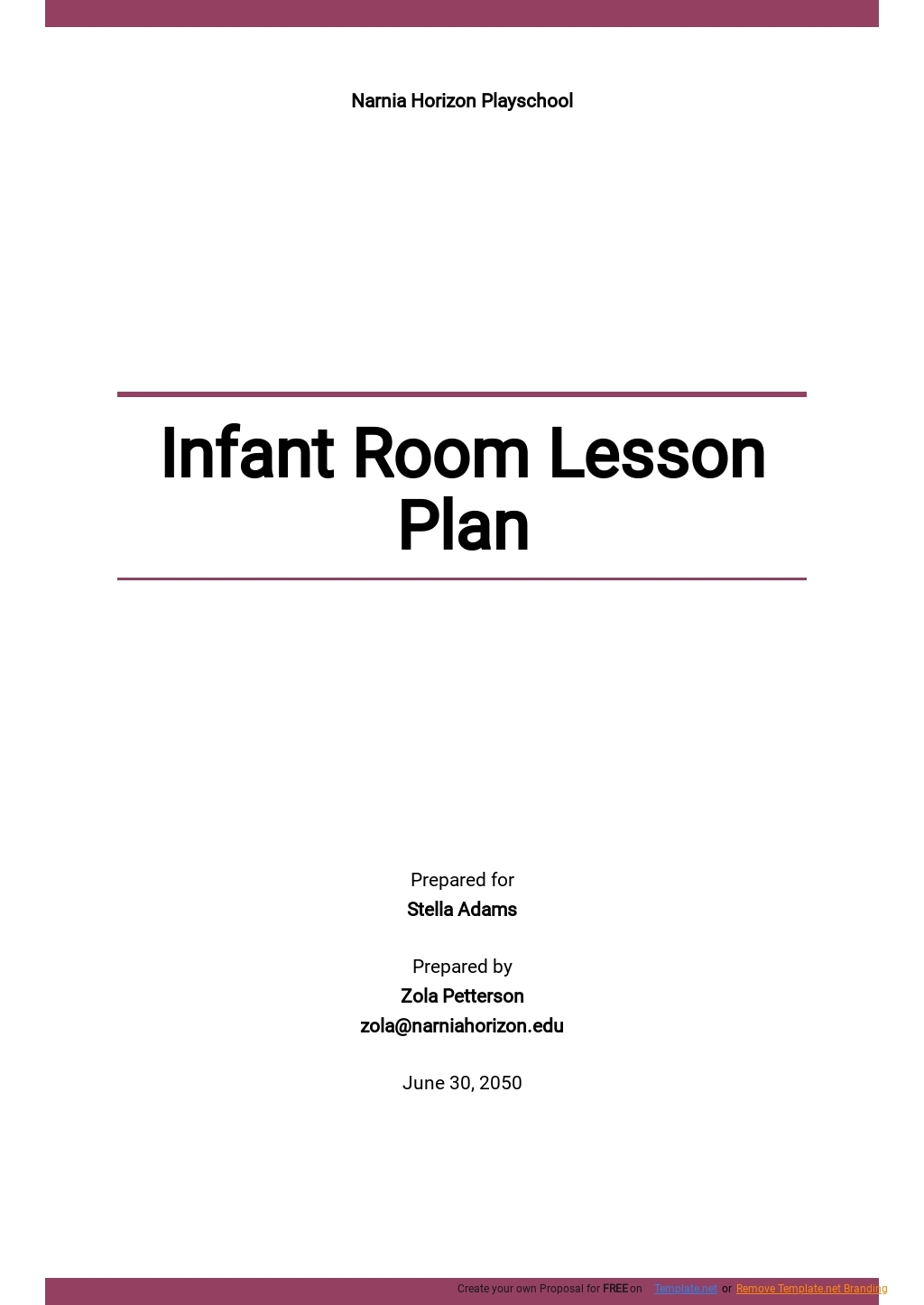 Infant Room Lesson Plan Template Google Docs Word Apple Pages PDF 