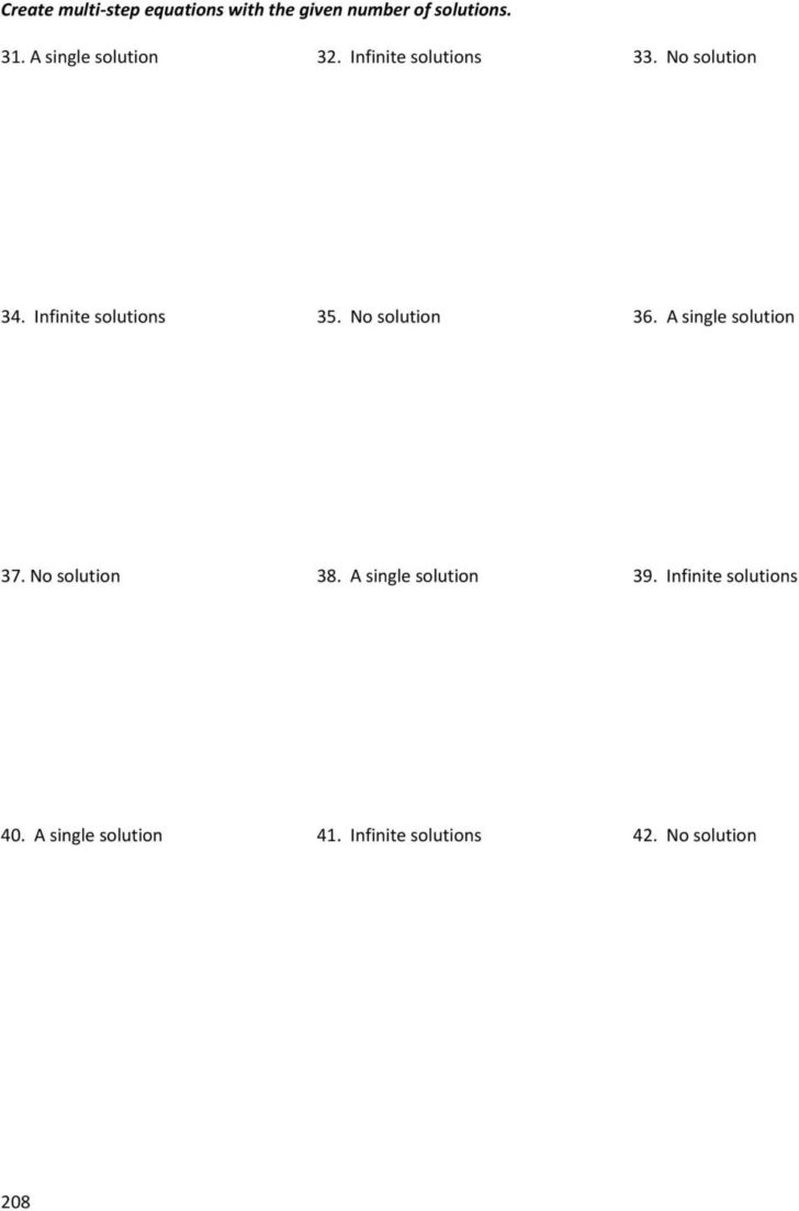 Infinite And No Solution Equations Worksheet Printable Calendars AT A 