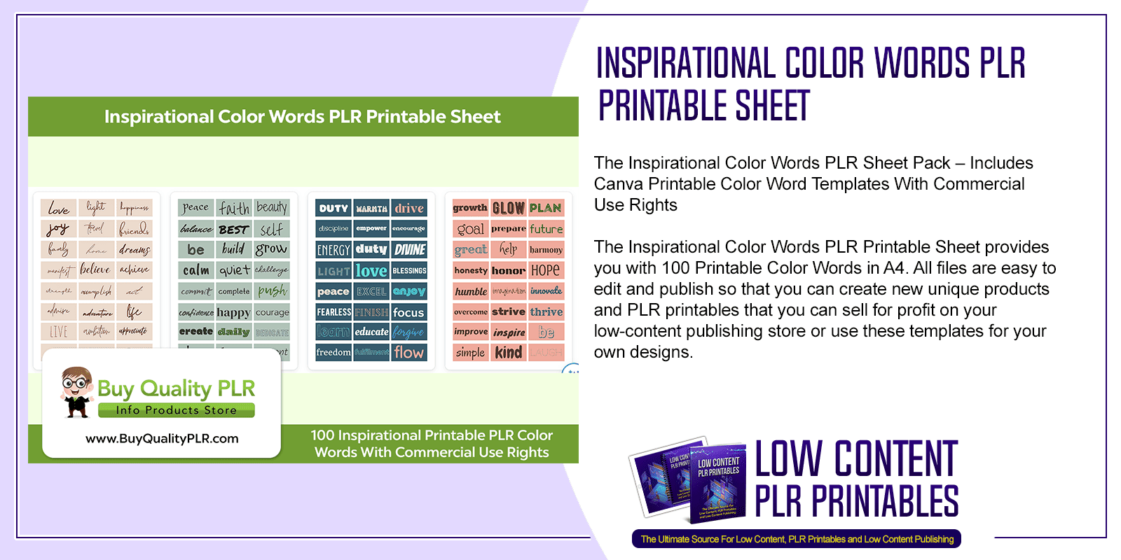 Inspirational Color Words PLR Designs Archives Low Content PLR Printables