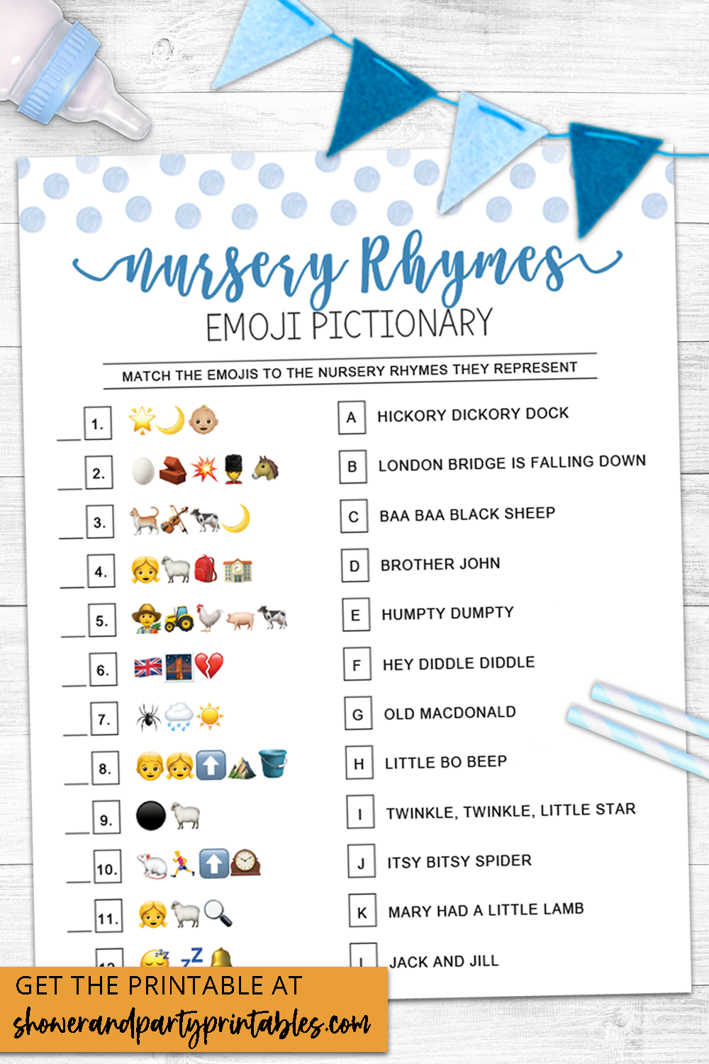 Instant Download Of A Nursery Rhyme Emoji Game Printable To Print At 