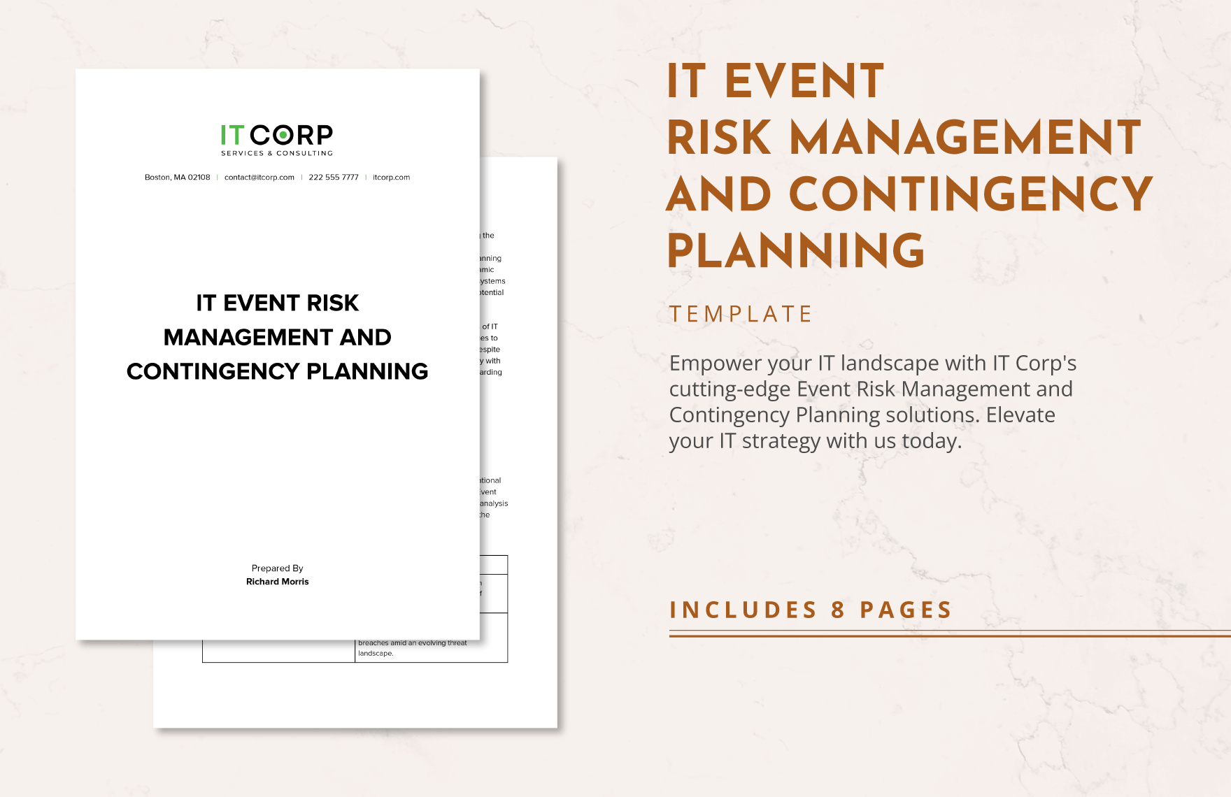 IT Event Risk Management And Contingency Planning Template In Word PDF 