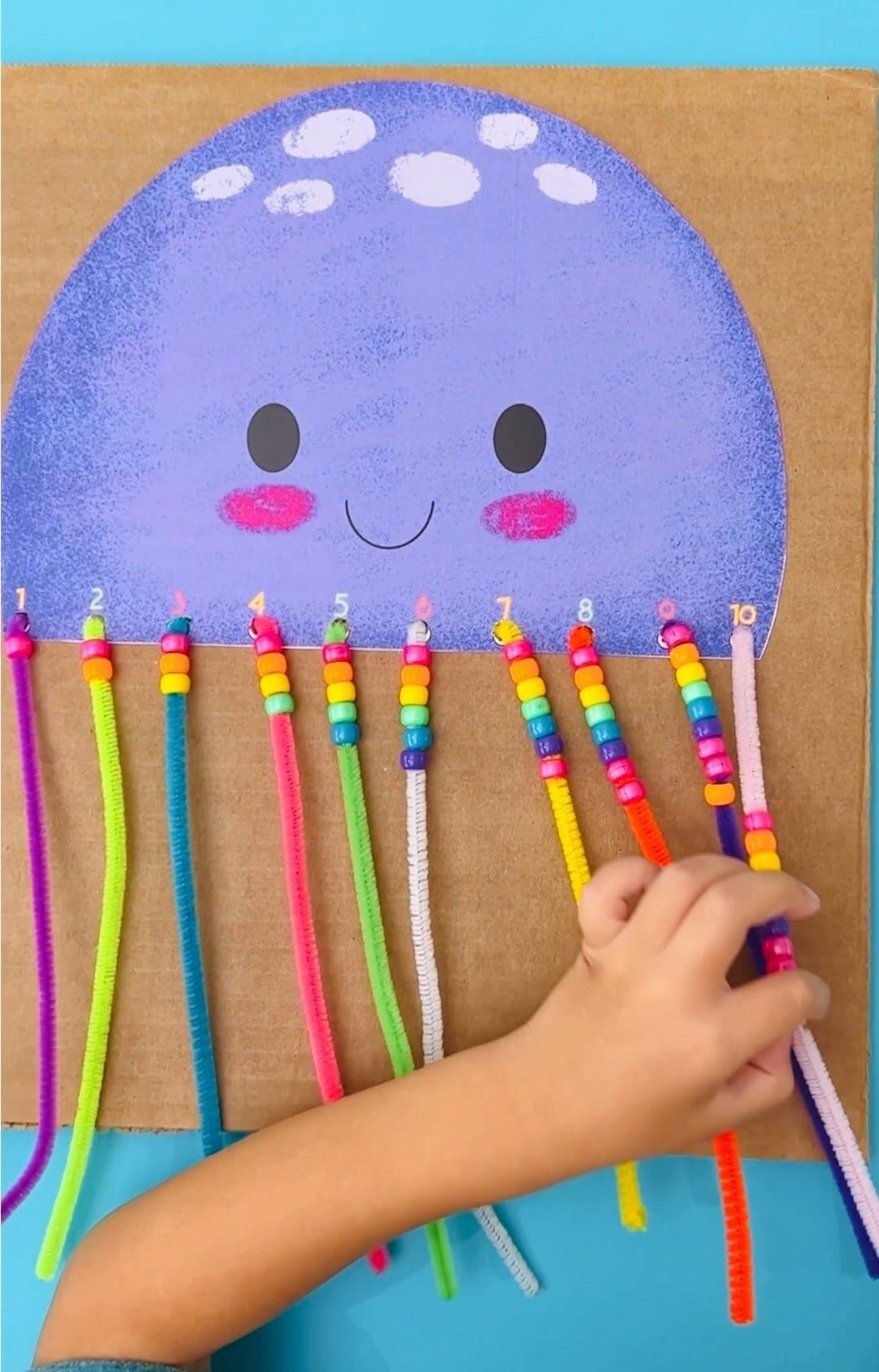 Jellyfish Counting Thread Beads Around The Jellyfish To Practice 