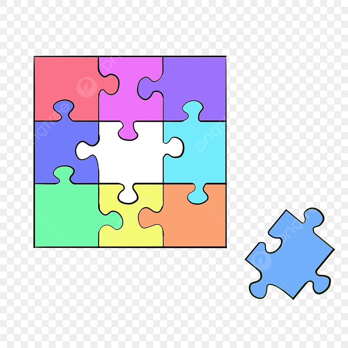 Jigsaw Puzzle Piece Clipart Hd PNG Colorful Nine Piece Puzzle Clipart 