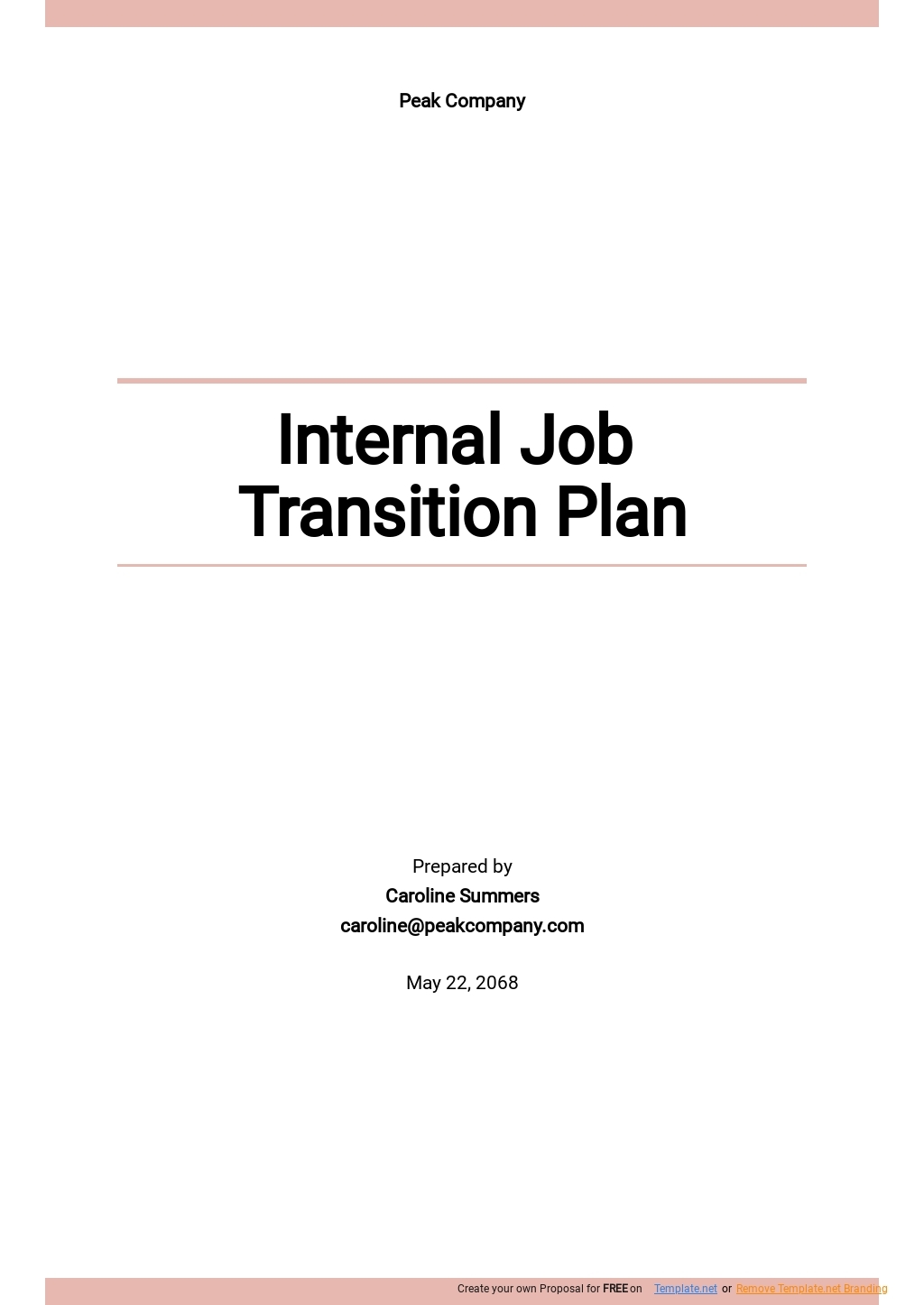 Job Transition Plans Templates Format Free Download Template