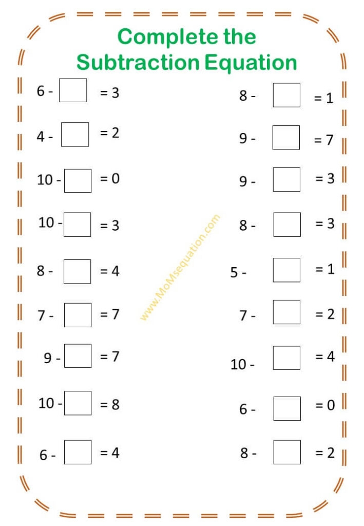 Kindergarten Math Equations Worksheets Equations Worksheets