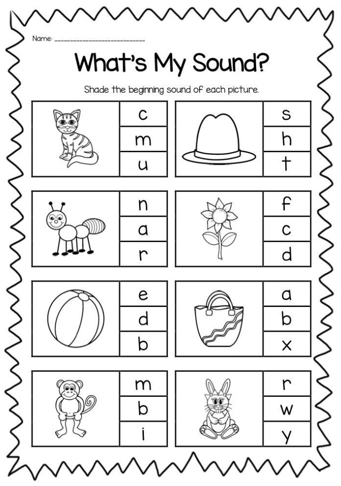 phonics activities for kindergarten printable