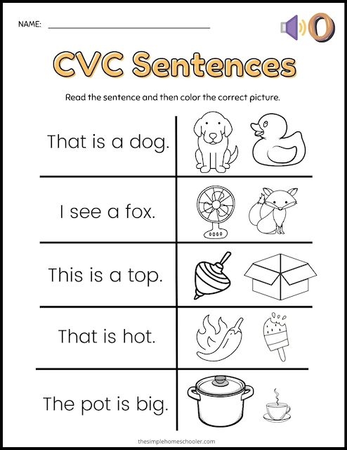 printable cvc words with pictures