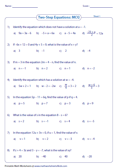 Kuta Software Algebra 1 Multi Step Equations Thekidsworksheet 