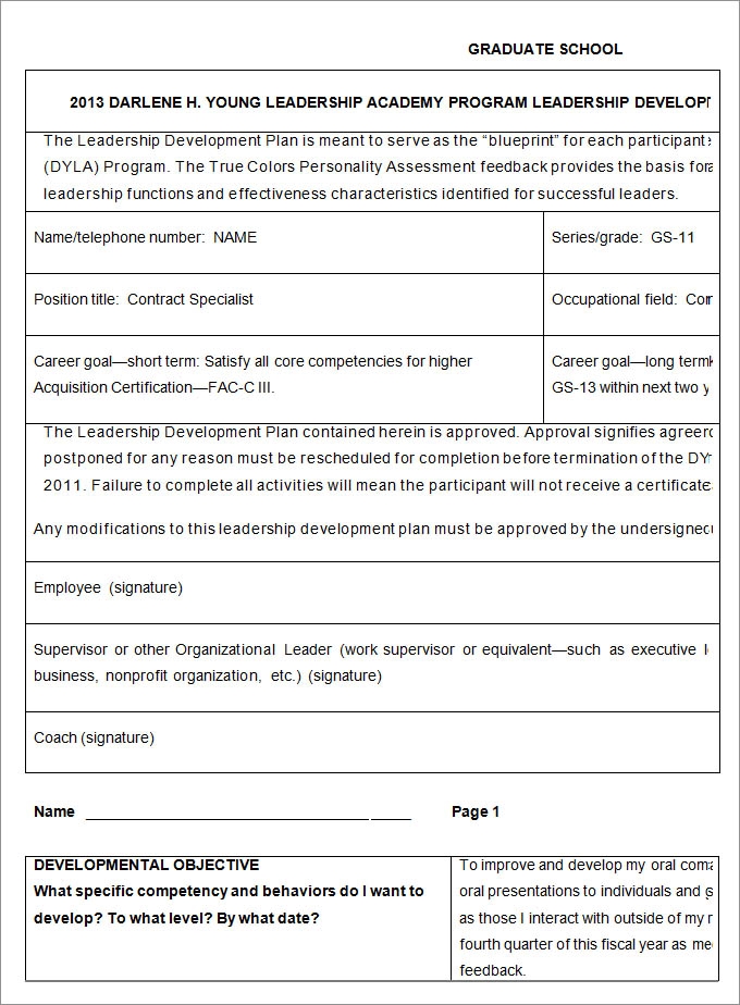 leadership development plan template