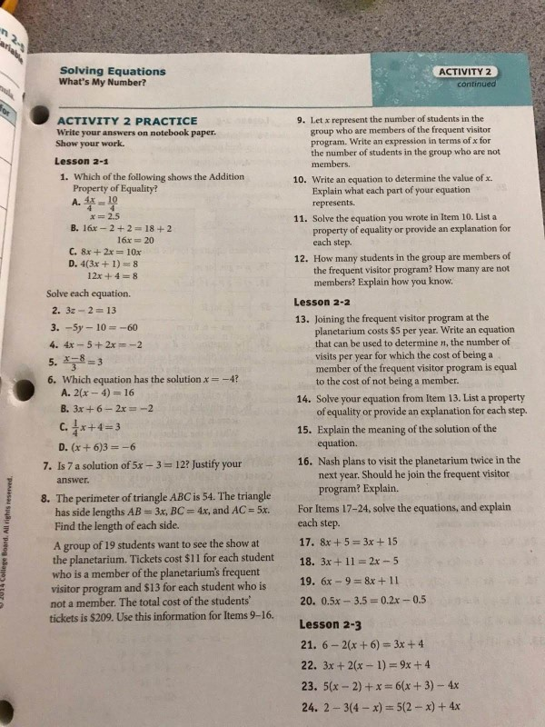 creating and solving equations lesson 2-2 answers worksheet