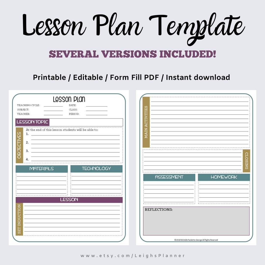 lesson plan template for teachers