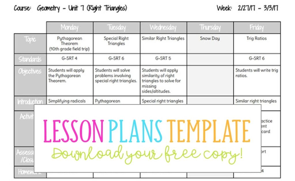 Lesson Plans Template Busy Miss Beebe