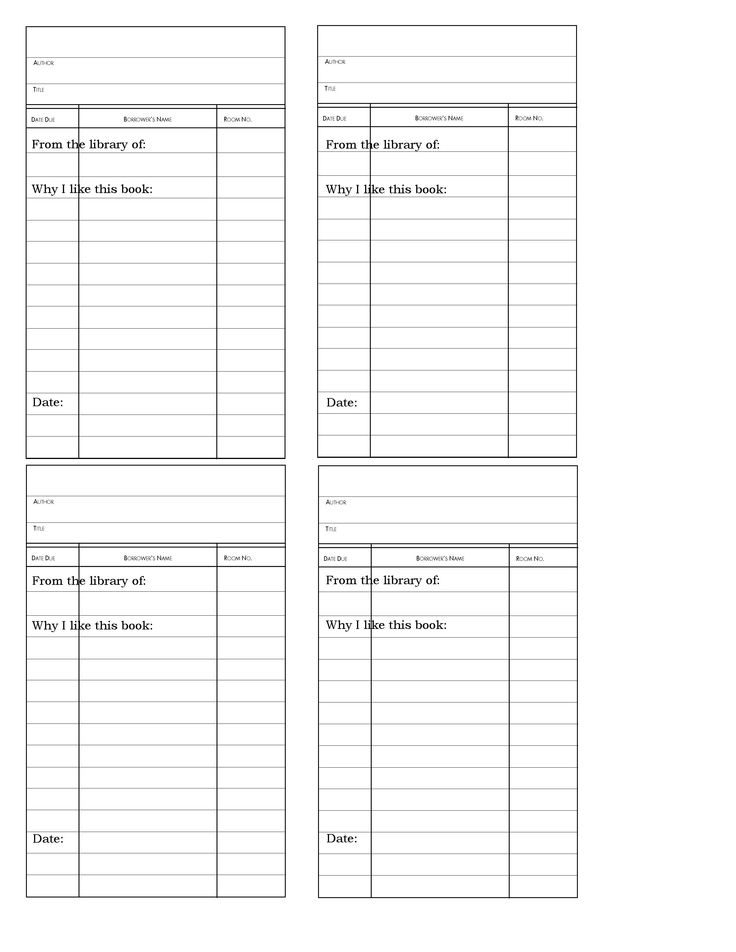 Library Checkout Card Template Printable Printable Templates