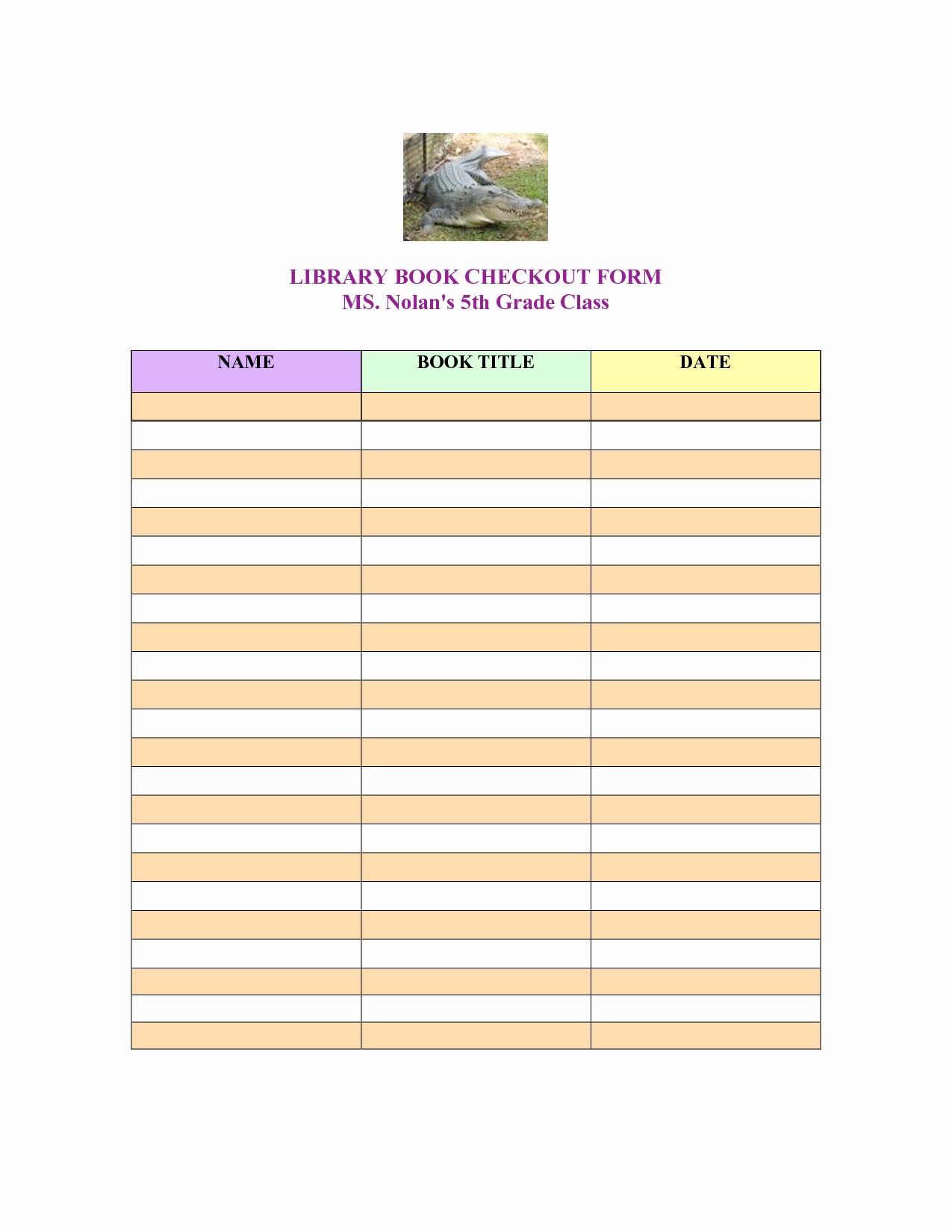 library checkout card template printable