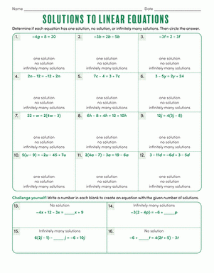 Linear Equations 8th Grade Math Worksheets Study Guides And 