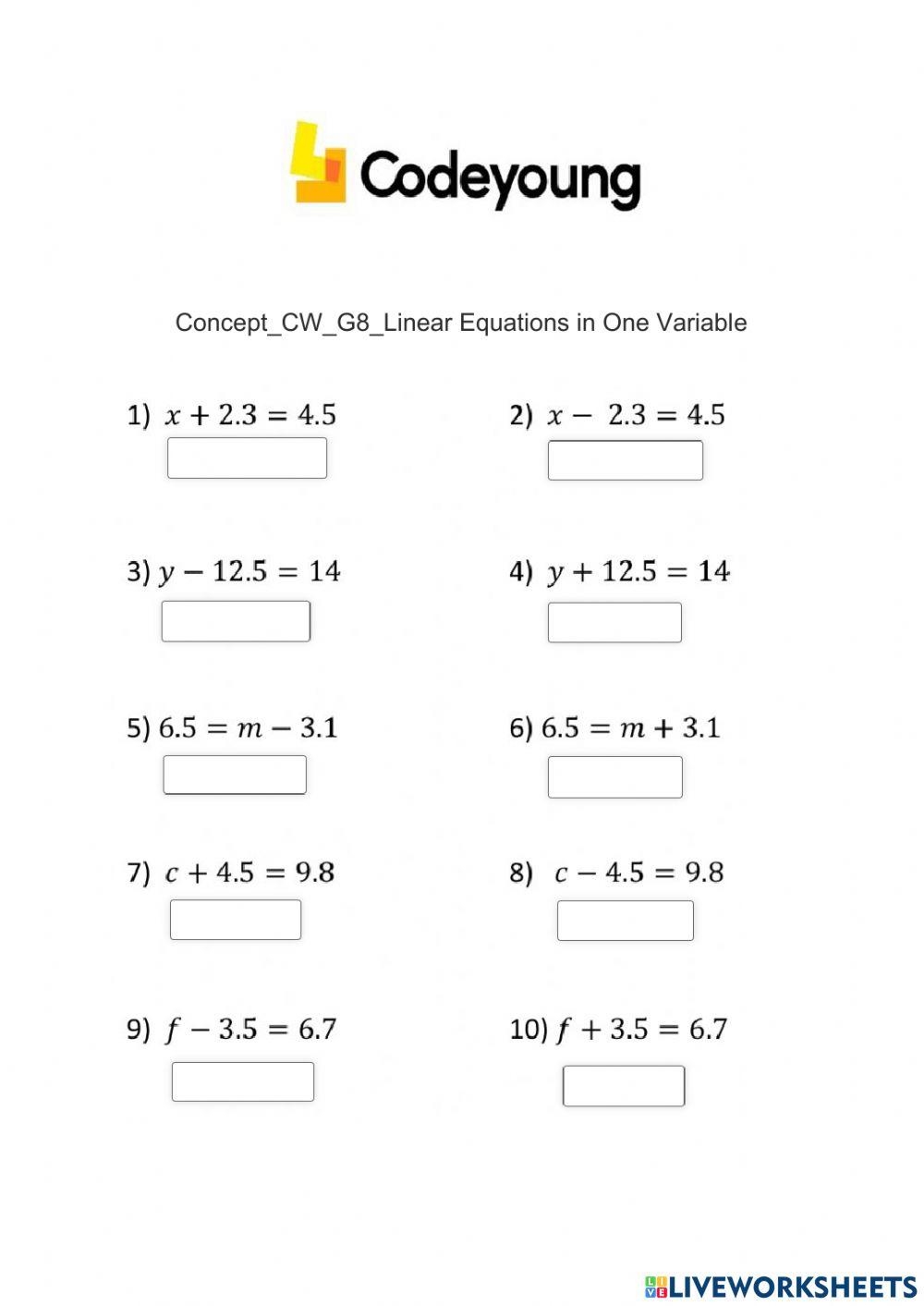 Linear Equations In One Variable Integral Rational Coefficients 
