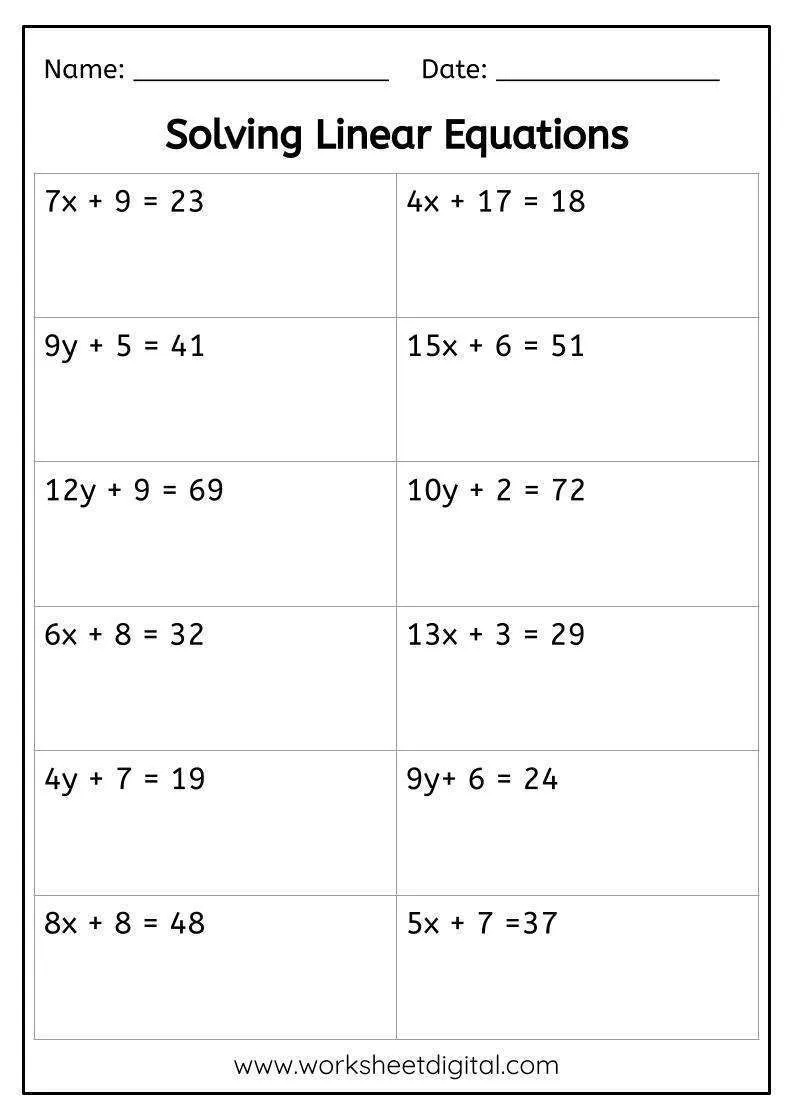 Linear Equations Number Of Solutions Worksheet Education
