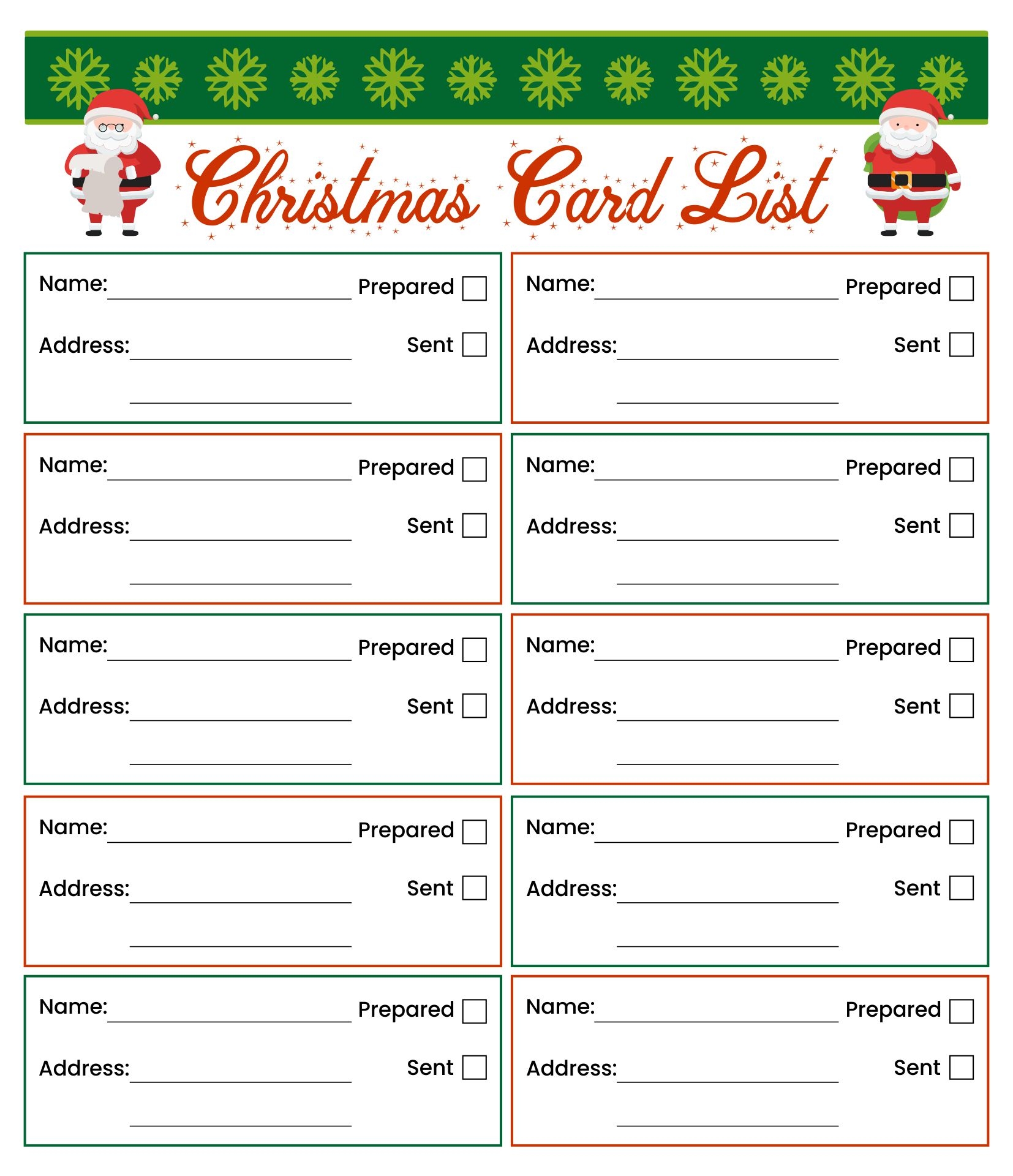 List Christmas Card Templates 10 Free PDF Printables Printablee