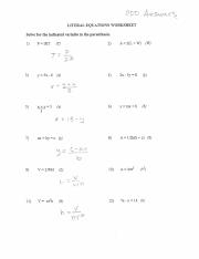 literal equation worksheet