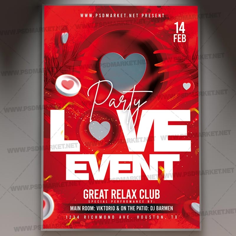 Love Event Card Printable Template Flyer PSD PSDmarket