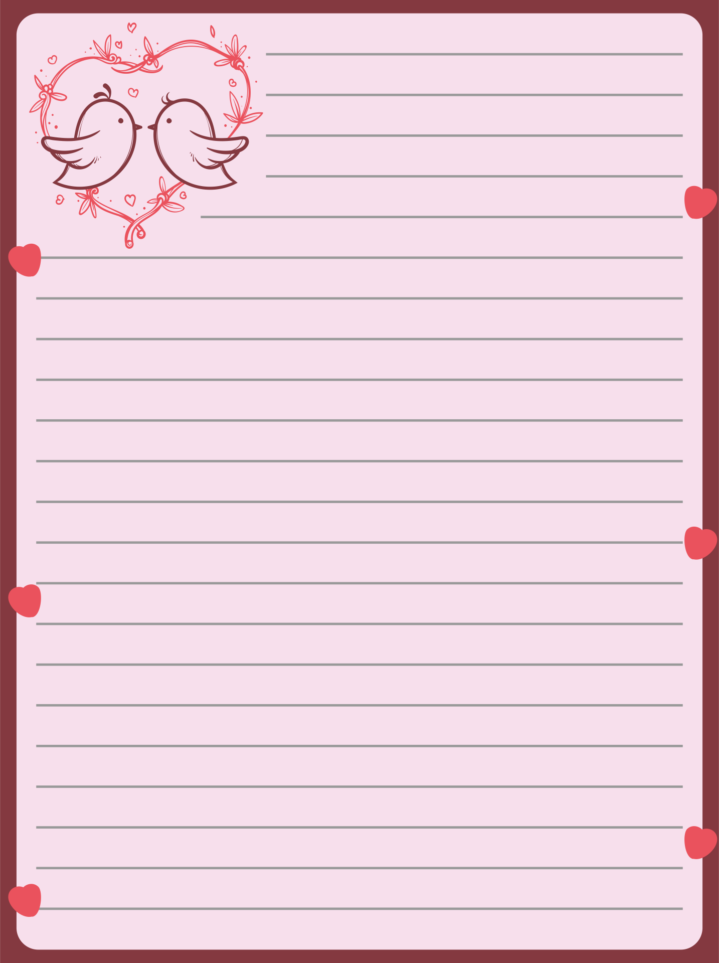 love letter paper design printable
