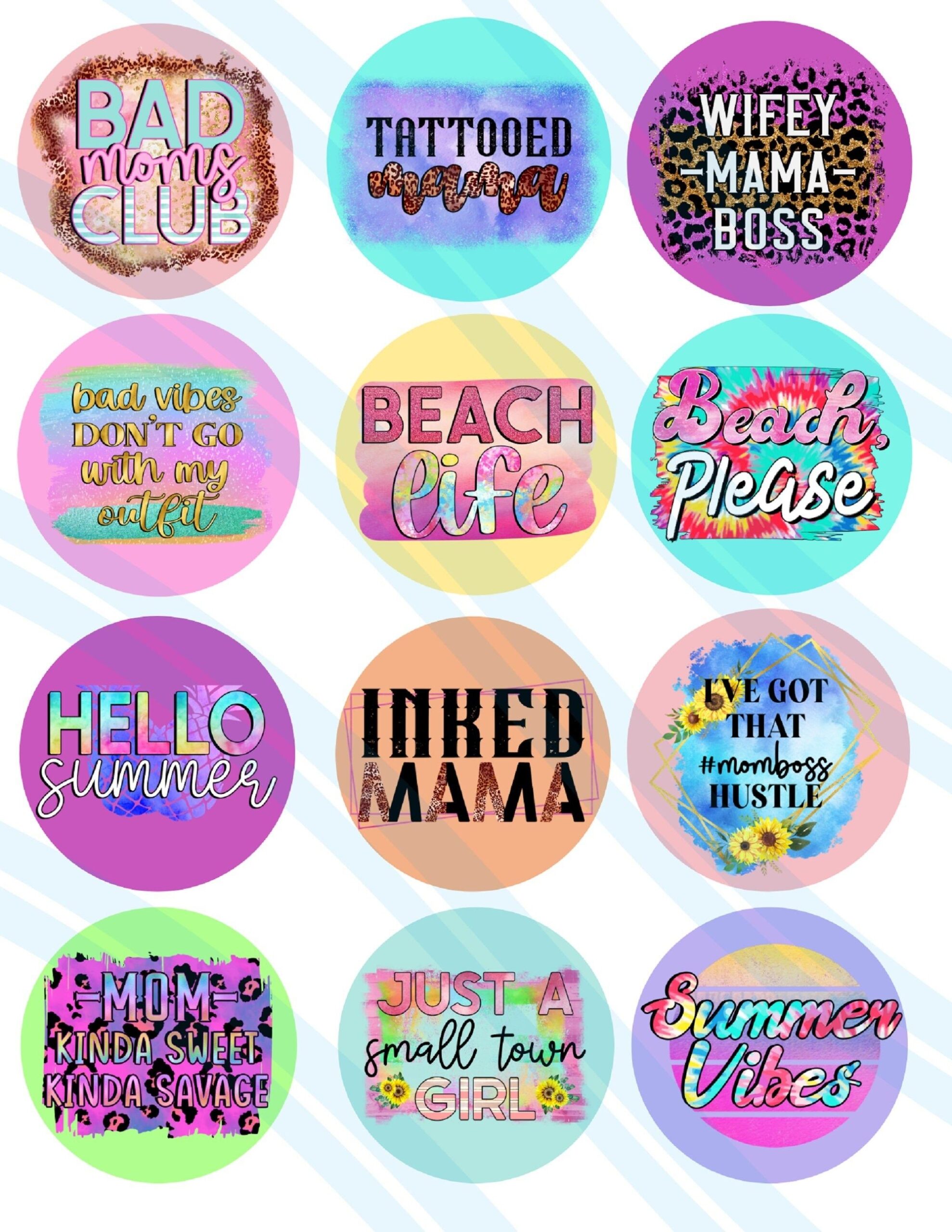 Mama Vibes Cardstock Circles Cardstock Cutouts Freshies Cardstock 