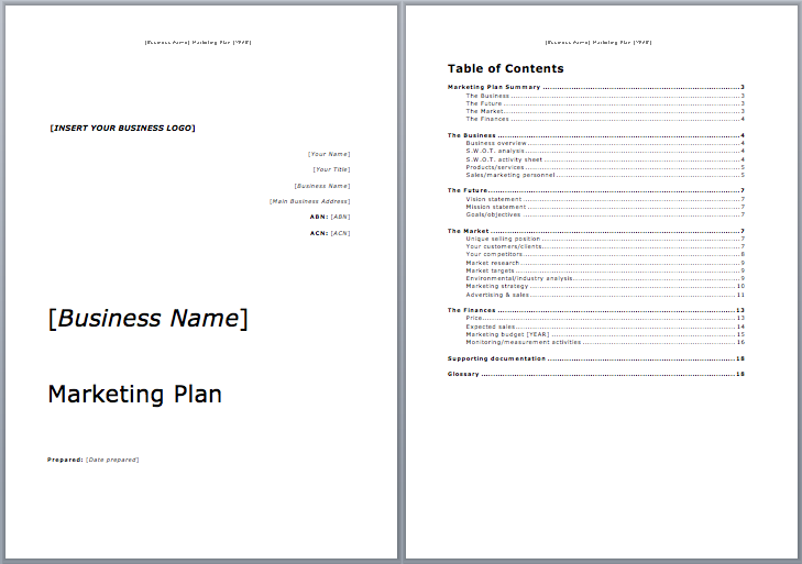 Marketing Plan Template Word Nehru Memorial