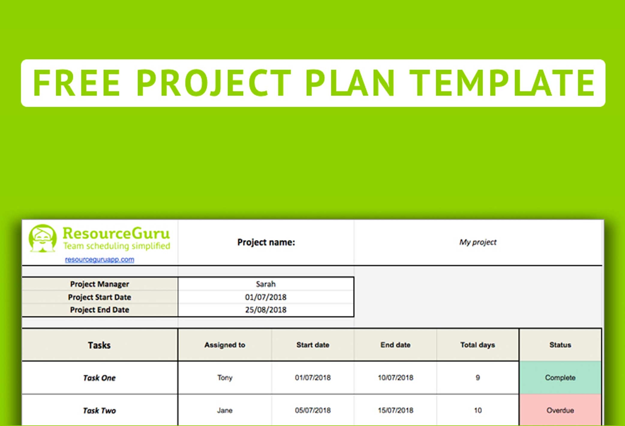 Master Project Plan Template Excel