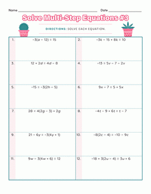 Mastering Algebra 3 Step Equation Worksheets For Practice