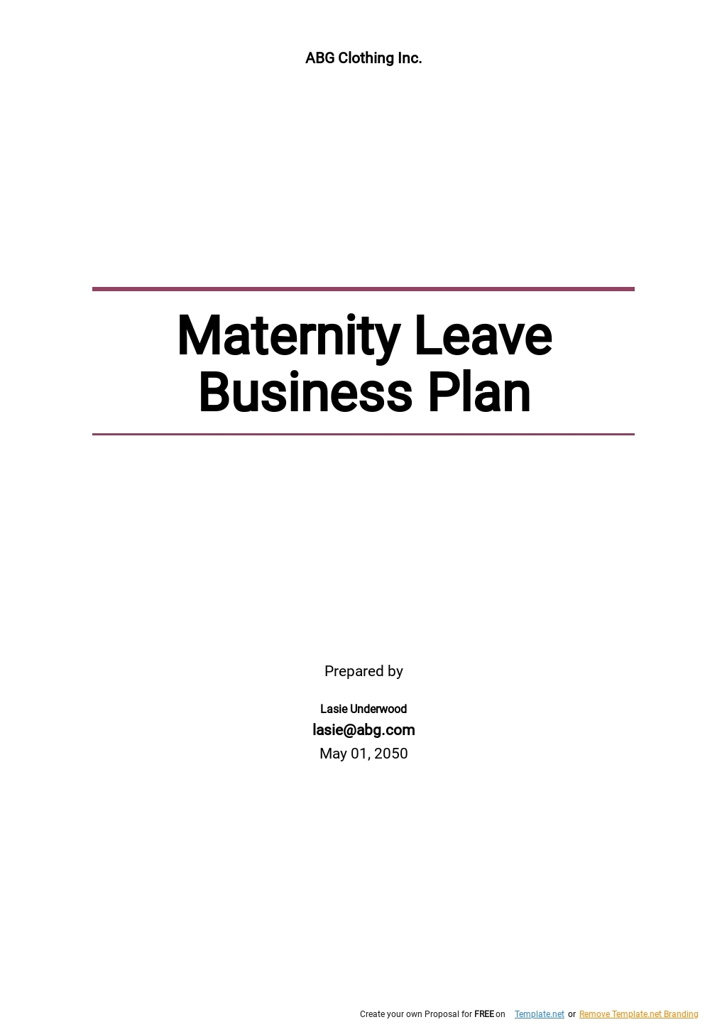 maternity leave plan template